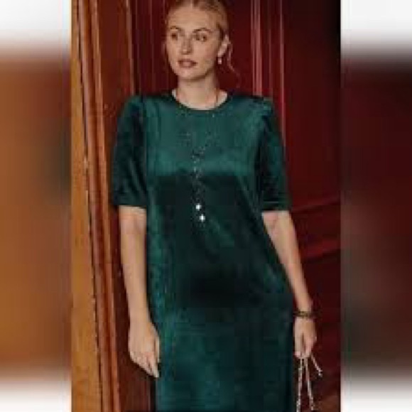 J. Jill Dresses & Skirts - NEW J. Jill Women's Teal Green Velvet Puff Sleeve Shift Dress medium petite $129
